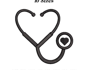 Stethoscope Heartbeat Embroidery Design: Doctor Gift (Instant Download)