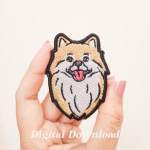 Pomeranian Embroidery Design: Dog Pet Patch (Digital Download, 49x69mm)
