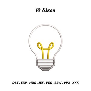 Lamp Embroidery Design: Light Bulb Outline (PES File, Digital Download)