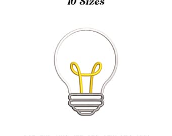 Lamp Embroidery Design, Light Bulb Outline Embroidery, Idea Symbol Embroidery, Electric Light Globe, PES File, Digital Download