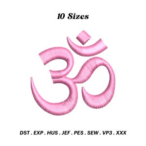 Diseño de bordado del mantra Aum, símbolo del hinduismo, archivo de bordado de yoga, signo Om, letra sánscrita, bordado a máquina, descarga digital