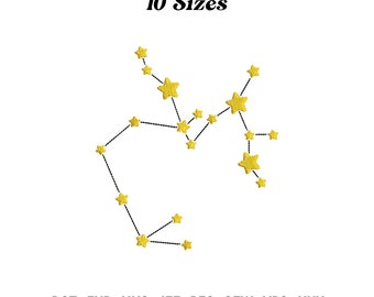 Disegno da ricamo della costellazione del Sagittario: modello dell'arciere zodiacale (download digitale)