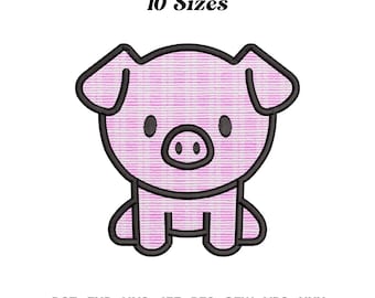 Schwein Applikation Stickmuster, Schwein Applikation, Schwein Applikation, Maschinenstickerei, dehnbarer Download