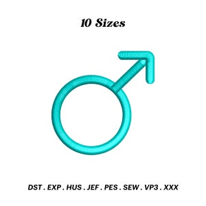Male Sign Embroidery Design, Gender Symbol Embroidery Designs, Man Sign ...