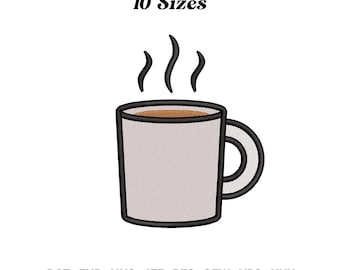 Hot Coffee Mug Embroidery Design: Cozy Stitch Pattern (Digital Download)