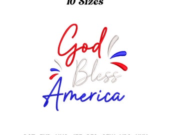 God Bless America Embroidery Design: Patriotic 4th July (Digital Download)