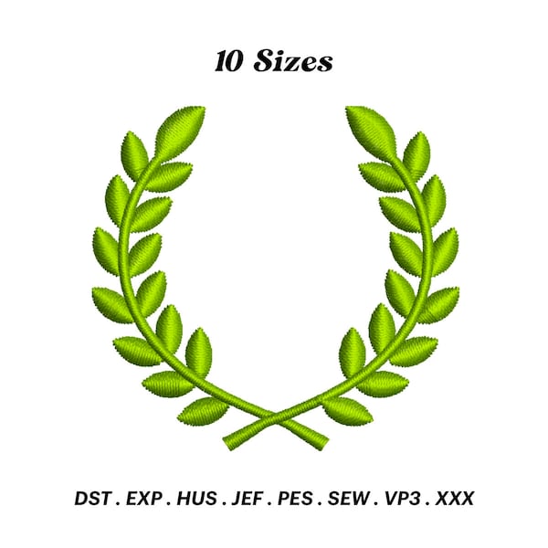 Laurel Wreath Embroidery Design, Olive Wreath, Leaf Frame, Machine Embroidery, Monogram Design Pattern, Digital Download
