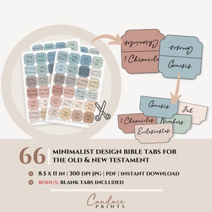 Minimalist Bible Tabs – 66 Printable Tabs for Old & New Testament, Bible Journaling and Study