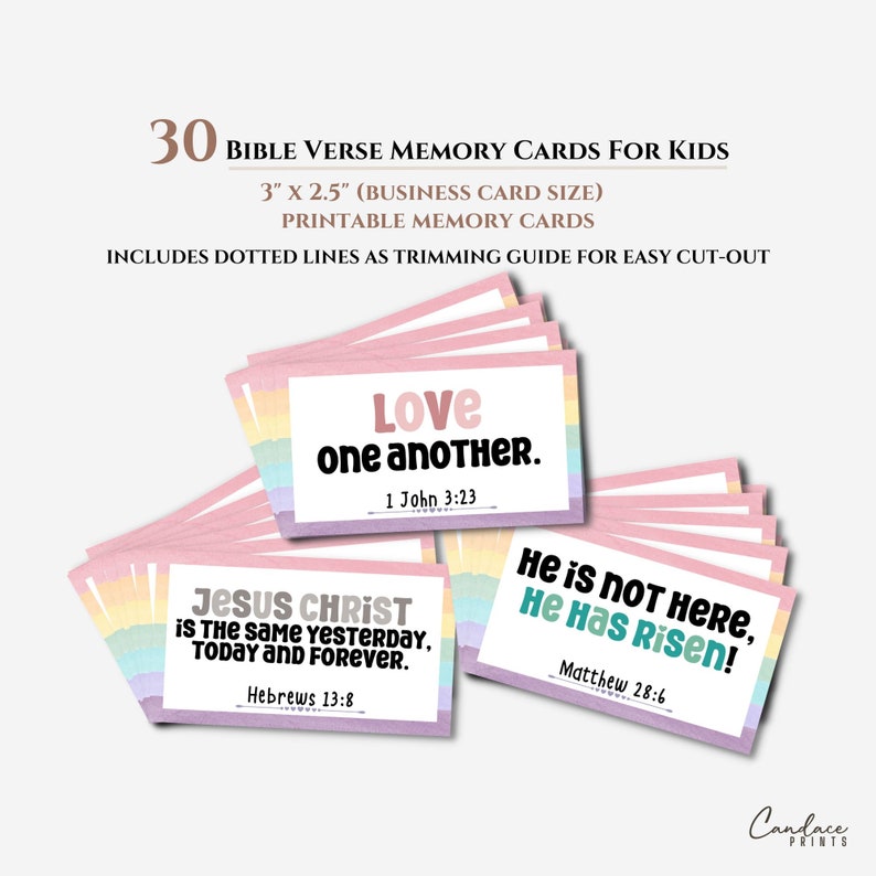 30 Kids Bible Verse Memory Cards – Printable Scripture Flashcards for ...
