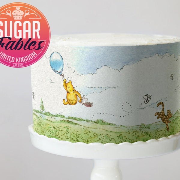 Winnie the Pooh Floating Balloon Edible Image, cake wrap,  icing sheet! Birthday, Baby Shower!