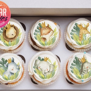 Safari Animals Edible cupcake toppers (6cm)! Edible images, Birthday, Baby Shower!