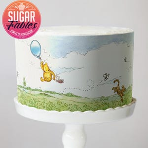 Envoltório de bolo do Ursinho Pooh Balão flutuante comestível Imagem do Ursinho Pooh Decoração de bolo de aventura do Ursinho Pooh Aniversário clássico e chá de bebê!