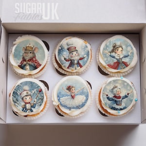 Adornos comestibles para cupcakes de Cascanueces: Galletas de Hada de Azúcar y personajes navideños; Delicias navideñas