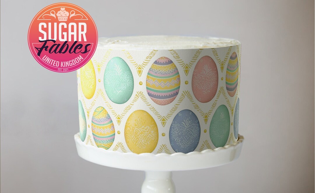 Easter Egg Pattern Icing Sheet, Cake Wrap, Edible Print Pastel Easter