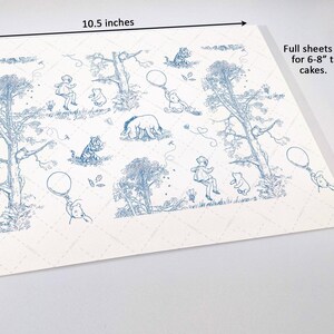 Classic Pooh Bear Toile Cake Wrap Chinoiserie Edible Image Winnie, Piglet & Friends Jouy Print Frosting Sheets Baby Shower Decorations image 11