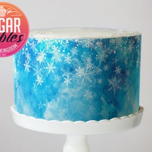 Frozen Snowflakes edible image with edible glitter, Frozen inspired cake wrap!