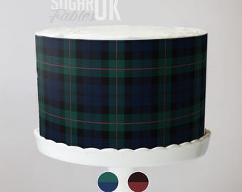 Scottish Tartan Cake Wrap Highland Lodge Winter Edible Image Groom's Rustic Wedding Frosting Sheet Christmas Heritage Plaid Polo Baby Shower