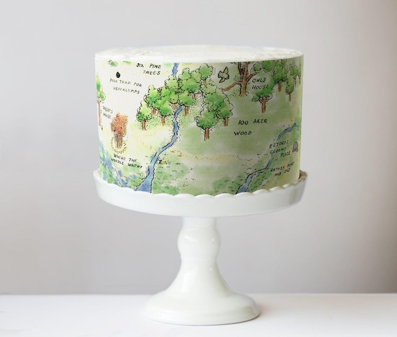 Hundred Acre Wood Cake Wrap Winnie the Pooh Edible Image Classic Storybook Frosting Sheet Woodland Bear First Birthday & Baby Shower Decor image 6