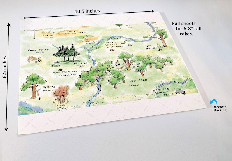 Hundred Acre Wood Cake Wrap Winnie the Pooh Edible Image Classic Storybook Frosting Sheet Woodland Bear First Birthday & Baby Shower Decor image 8