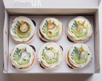 Safari Animals Edible cupcake toppers (6cm)! Edible images, Birthday, Baby Shower!