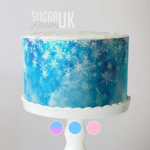 Frozen Snowflakes Cake Wrap Winter Wonderland Edible Image Frosty Magical Icing Sheet Wintery Snowy Sparkling Frosting Party Decorations