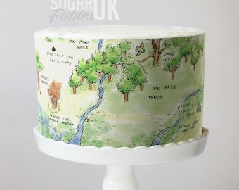 Hundred Acre Wood Cake Wrap Winnie the Pooh Edible Image Classic Storybook Frosting Sheet Woodland Bear First Birthday & Baby Shower Decor