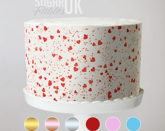 Sparking Hearts Celebration cake wrap, Wedding, Anniversary, Bridal, Valentine, Baby shower. Edible glitter, Multiple colours edible image!