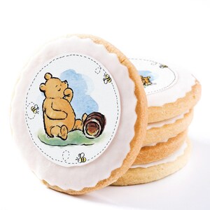 Winnie the Pooh Cupcake Toppers Pooh Bear Edible Image Classic Pooh Cookie Decorations Vintage Bear Birthday Party Winnie Baby Shower image 5