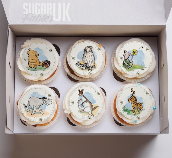 Winnie the Pooh Cupcake Toppers Pooh Bear Edible Image Classic Pooh Cookie Decorations Vintage Bear Birthday Party Winnie Baby Shower