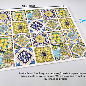 Mediterranean Tile Toppers Italian Ceramic Edible Images Positano Lemon Blue Cookies Amalfi Coastal Wedding Favors image 6