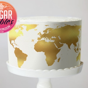 Imagem comestível do Golden Globe Trotter, envoltório de bolo com glitter comestível, folha de cobertura dourada falsa!
