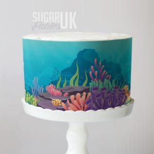 Torta sottomarina con immagine commestibile di sirene e pirati, glassa per avventure oceaniche, decorazione per baby shower nautico con vita marina
