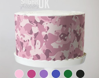 Envoltura de pastel de camuflaje: Imagen comestible de estilo urbano de camuflaje de moda, lámina de glaseado militar y de veteranos, caza y videojuegos