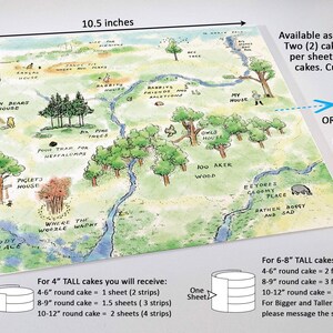 Hundred Acre Wood Cake Wrap Winnie the Pooh Edible Image Classic Storybook Frosting Sheet Woodland Bear First Birthday & Baby Shower Decor image 4