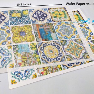 Mediterranean Tile Toppers Italian Ceramic Edible Images Positano Lemon Blue Cookies Amalfi Coastal Wedding Favors image 5