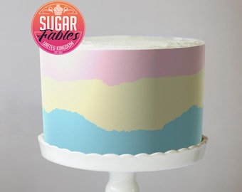 Neapolitan with Faux Torn Edges, Edible Cake Wrap, edible image, icing sheet. Ice Cream cake decoration.