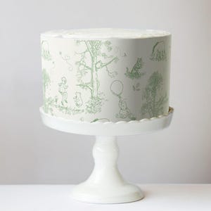 Classic Pooh Bear Toile Cake Wrap Chinoiserie Edible Image Winnie, Piglet & Friends Jouy Print Frosting Sheets Baby Shower Decorations image 9