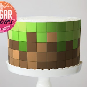 Pixel Tiles Video Game Cake Wrap Block Design Gamer Imagem Comestível Jogos Festa de Aniversário Jogos de Vídeo Pixel Art Bolo Tiras Crianças Jogos Festa