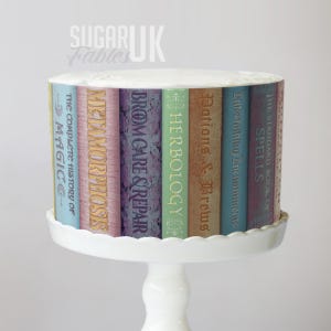 Pastel Magier Zauber Bücher Kuchen Verpackung Magische Fantasie essbare Bild Verzauberte Leseratte Zuckerguss Schule Geburtstag Dekoration