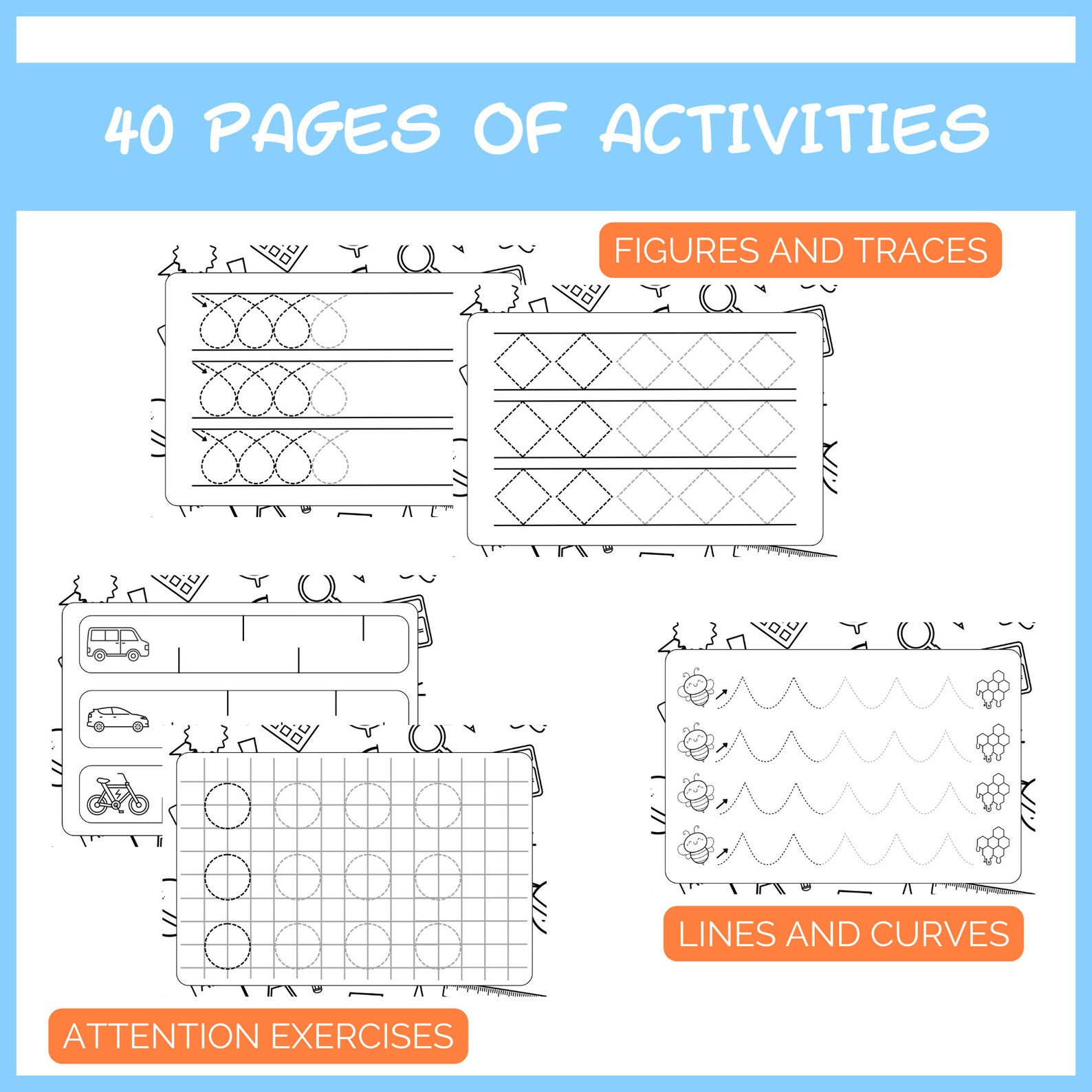Preschool Activities for Kids, Level 2, Printable Stroke Book, 40 ...