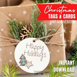 Etichette regalo di Natale, Cartoline di Natale stampabili, Cartoline di Buon Natale, Etichette regalo di Buon Natale, Natale stampabile, Download istantaneo