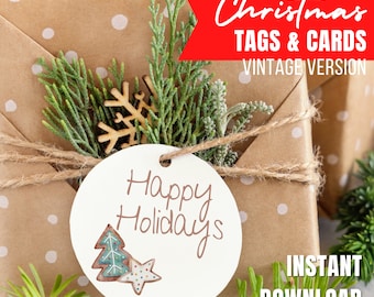 Christmas Gift Tags, Printable Christmas Cards, Merry Christmas Cards, Merry Christmas gift tags, Printable Xmas, Instant Download