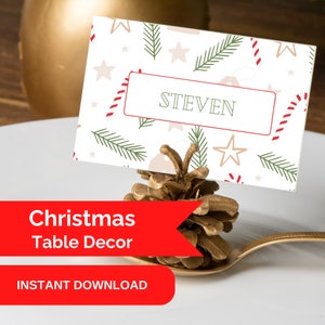 Christmas table decoration set, printable christmas decorations, Christmas place cards, personalized christmas decoration, instant download