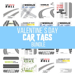 Valentine&#39;s Day Car tags for friends and teachers, instant download