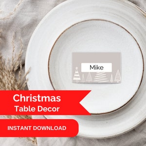 Ensemble de décoration de table de Noël, décorations de Noël imprimables, cartes de place de Noël, décoration de Noël personnalisée, téléchargement instantané
