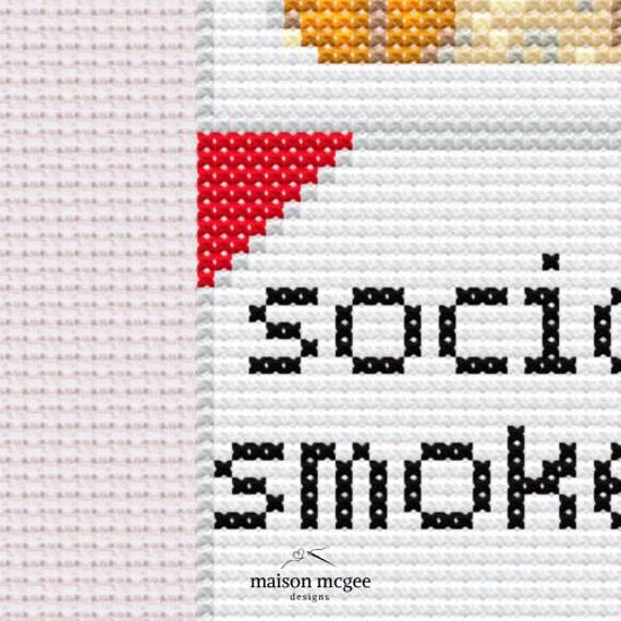 cigarette cross stitch Social Smoker
