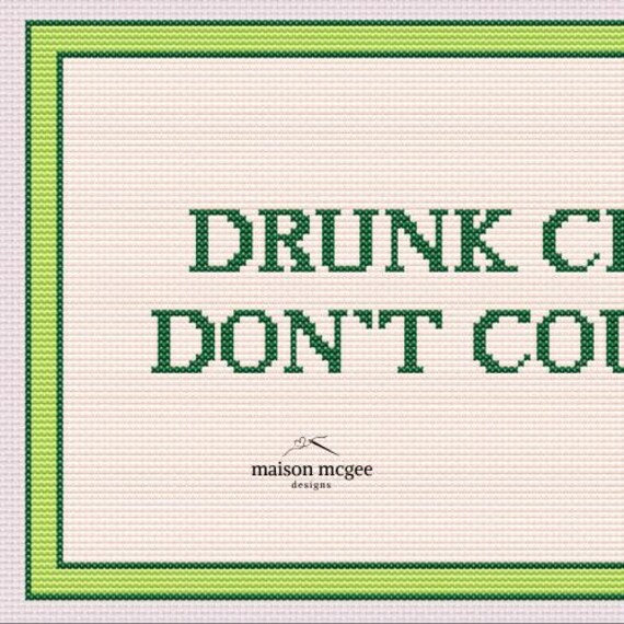 Drunk Cigs Don't Count Cross Stitch Pattern: Cigarette Needlepoint (PDF)