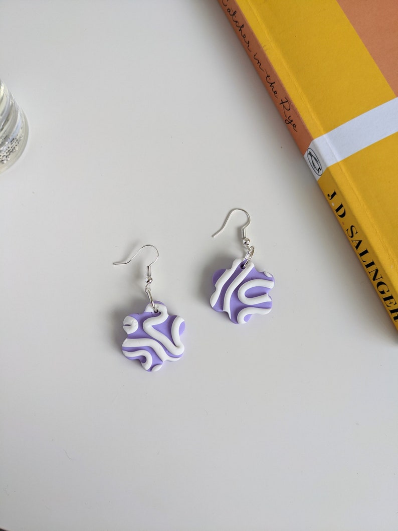 Squiggle Earrings Polymer Clay Earrings Pastel Earrings Etsy