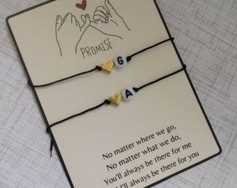 Custom couple bracelet, couple initial bracelet, set of 2 bracelets with card, valentine's day couple initial bracelet, love charm bracelet