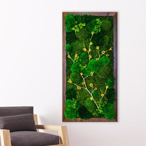Large Framed Moss Wall Art: Natural Floral Home Decor, Customizable.